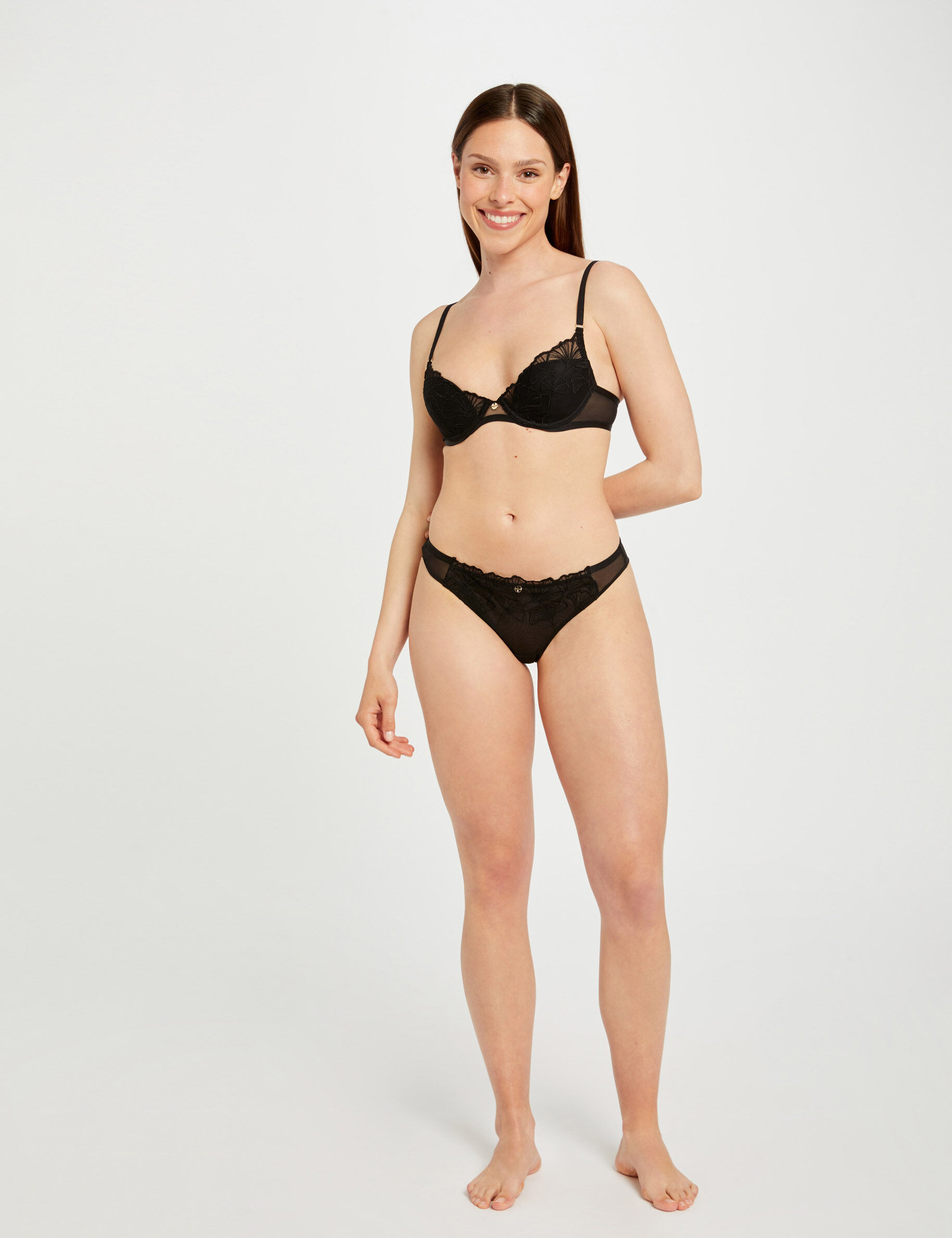 Tanga en dentelle noir femme - noir