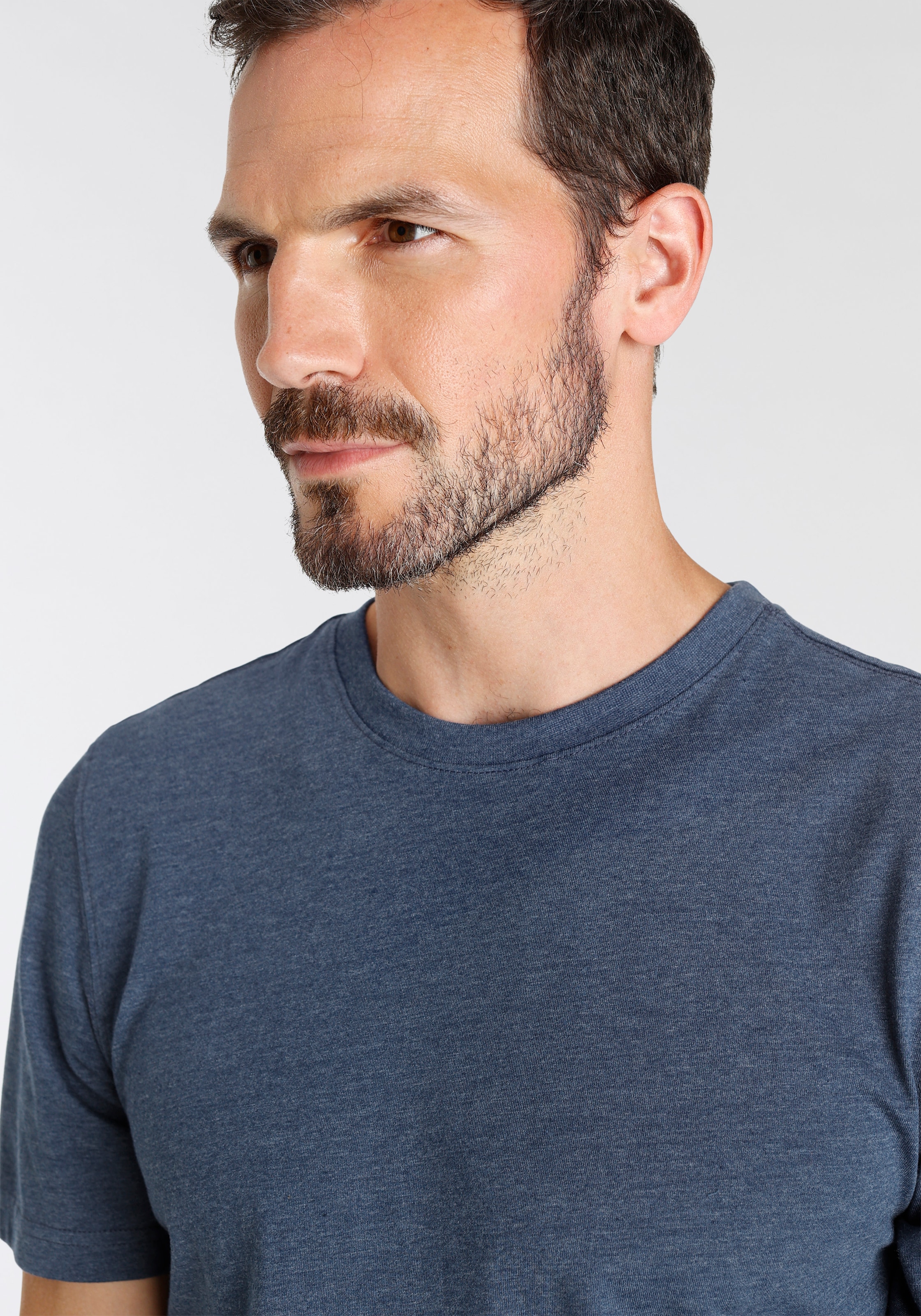 Man's World Rundhalsshirt , Kurzarm,  Basic-Stil,  aus Baumwollmischung,  2er-Pack