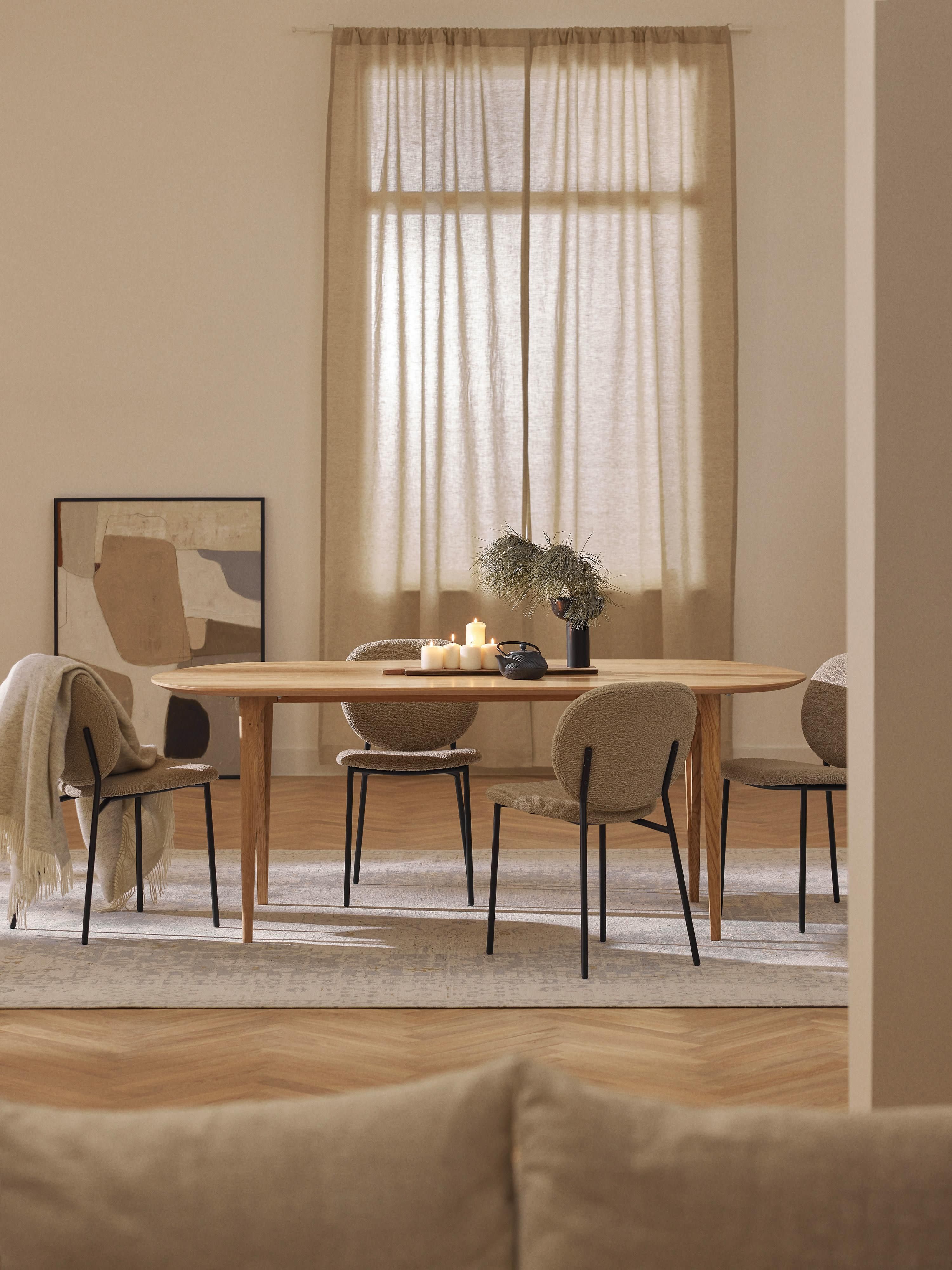 Ovale eettafel Archie van eikenhout, 200 x 100 cm