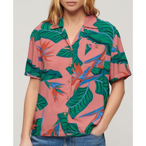 Superdry Beach Resor Short Sleeve Shirt Colorido 2XS Mulher
