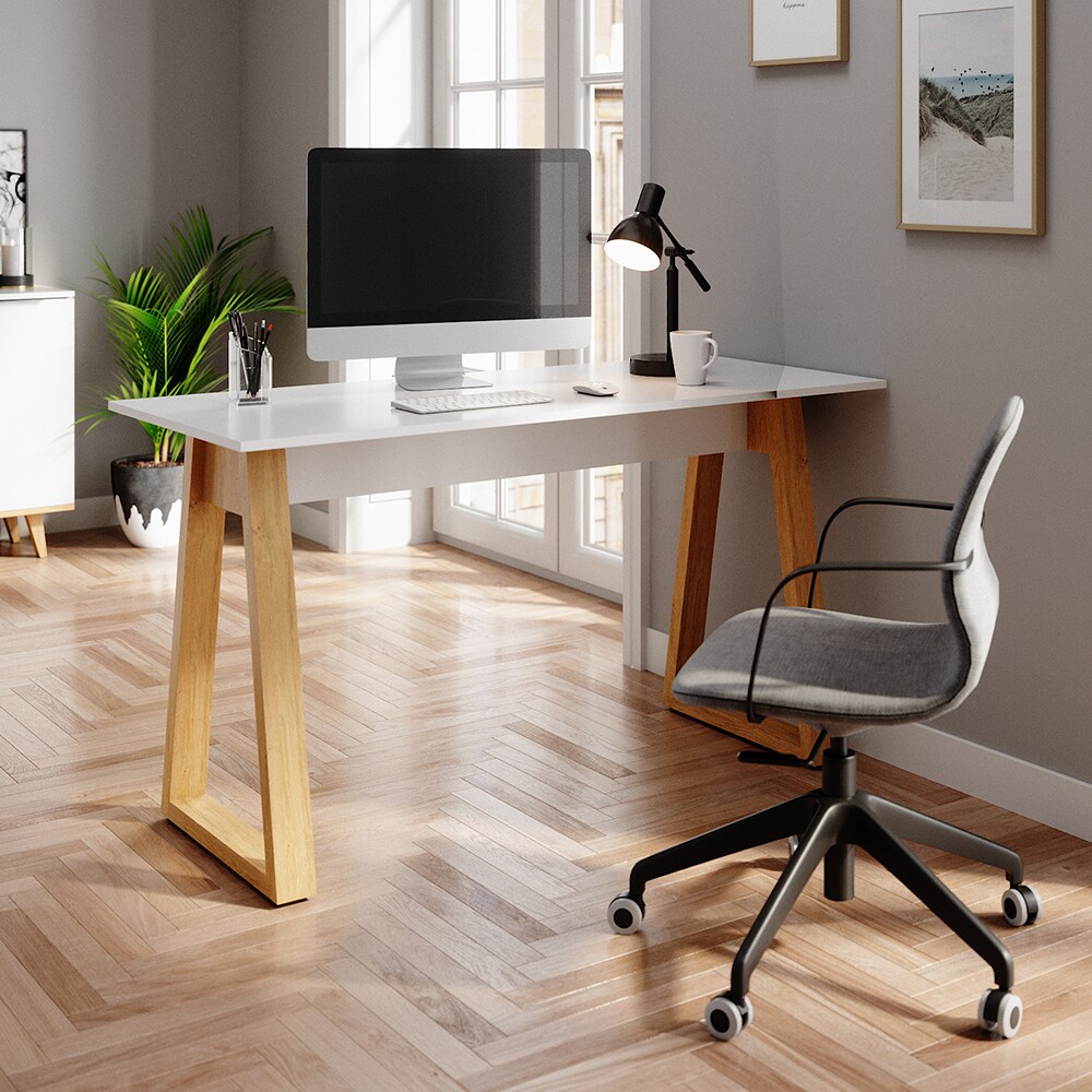 VICCO Schreibtisch Nautica Computer Bürotisch PC Arbeitszimmer weiß Eiche Skandi
