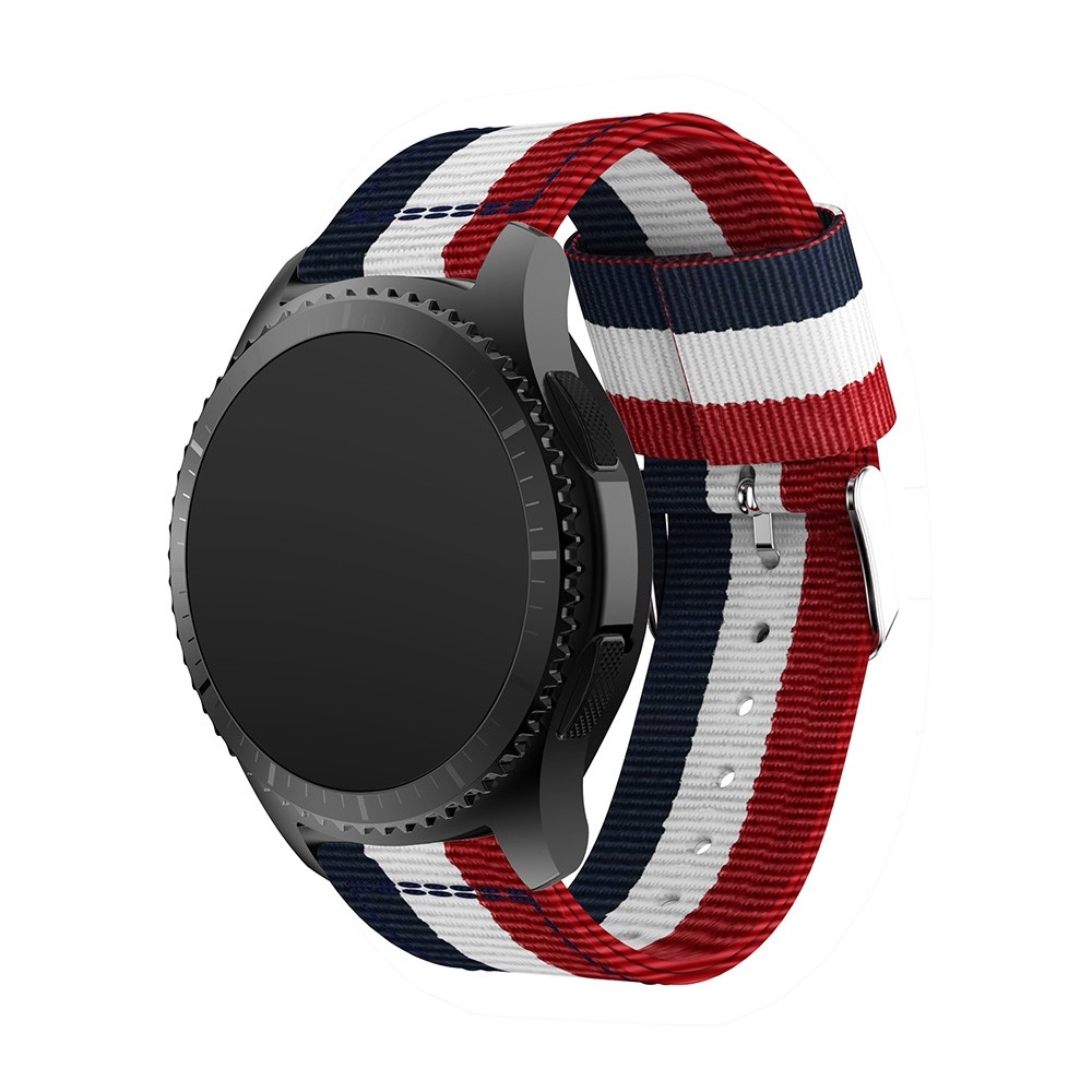 Samsung Galaxy Watch 46mm / Gear S3 Classic / S3 Frontier Ersatz Stoff Armband - Dunkelblau / Weiss / Rot