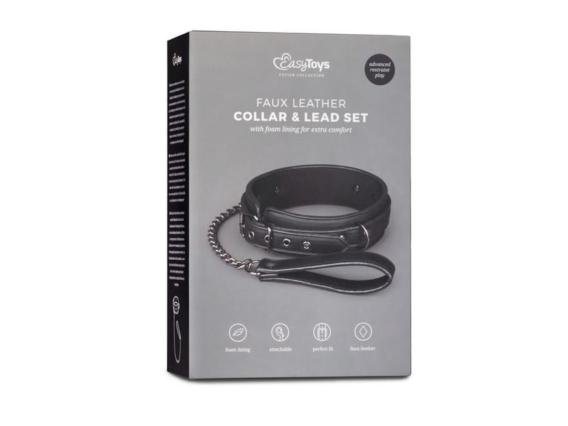Easytoys Fetish Collection Fetisch Halsband mit Leine Schwa Hochwertiges Bondage-Halsband
