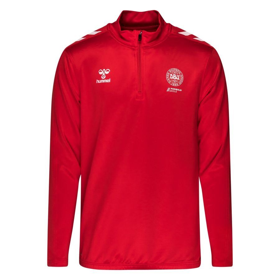 Hummel Maillot d'Entraînement Poly 1/2 Zip DBU Fodboldskole - Rouge/Blanc
