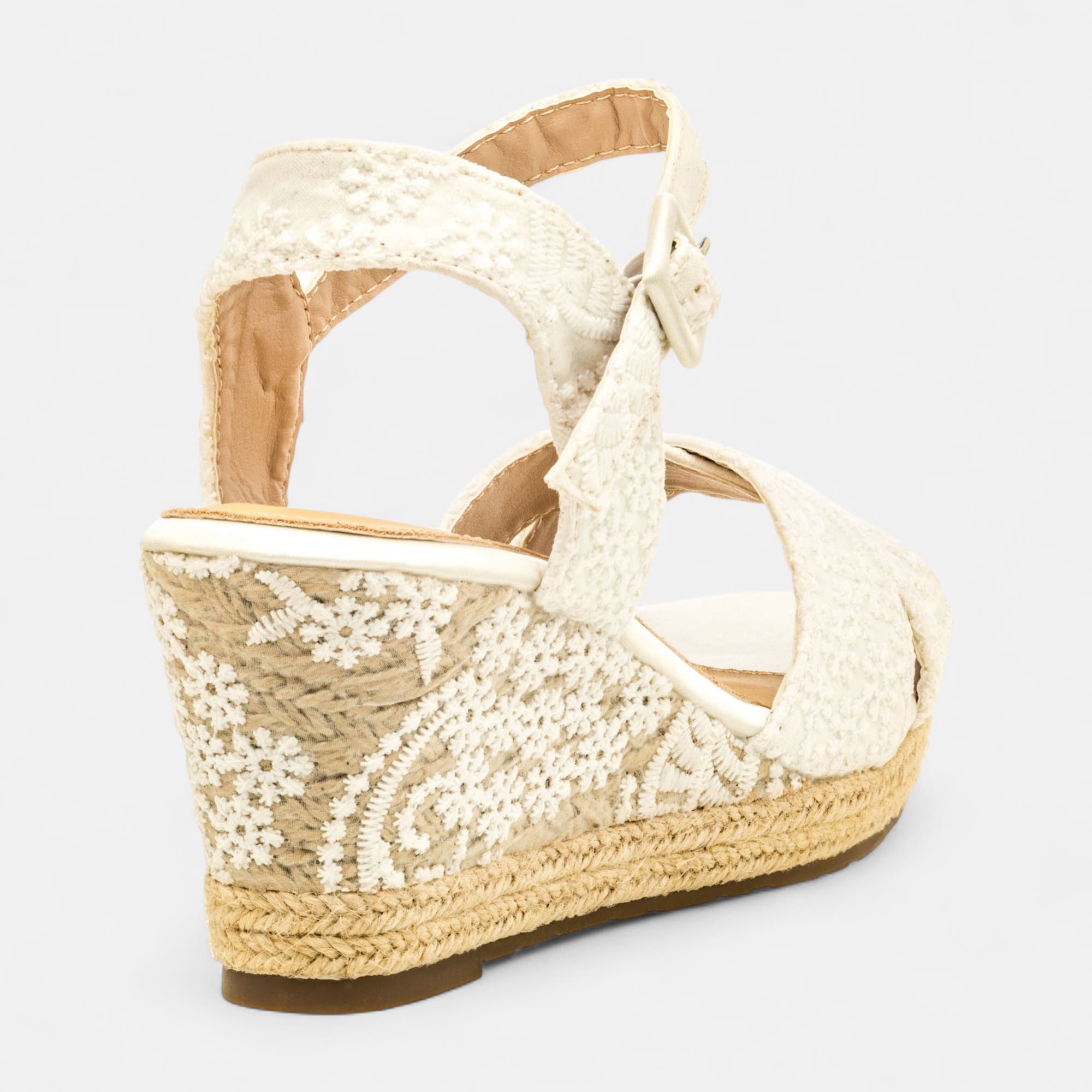Nu-pieds à talon compensé Femme blanc