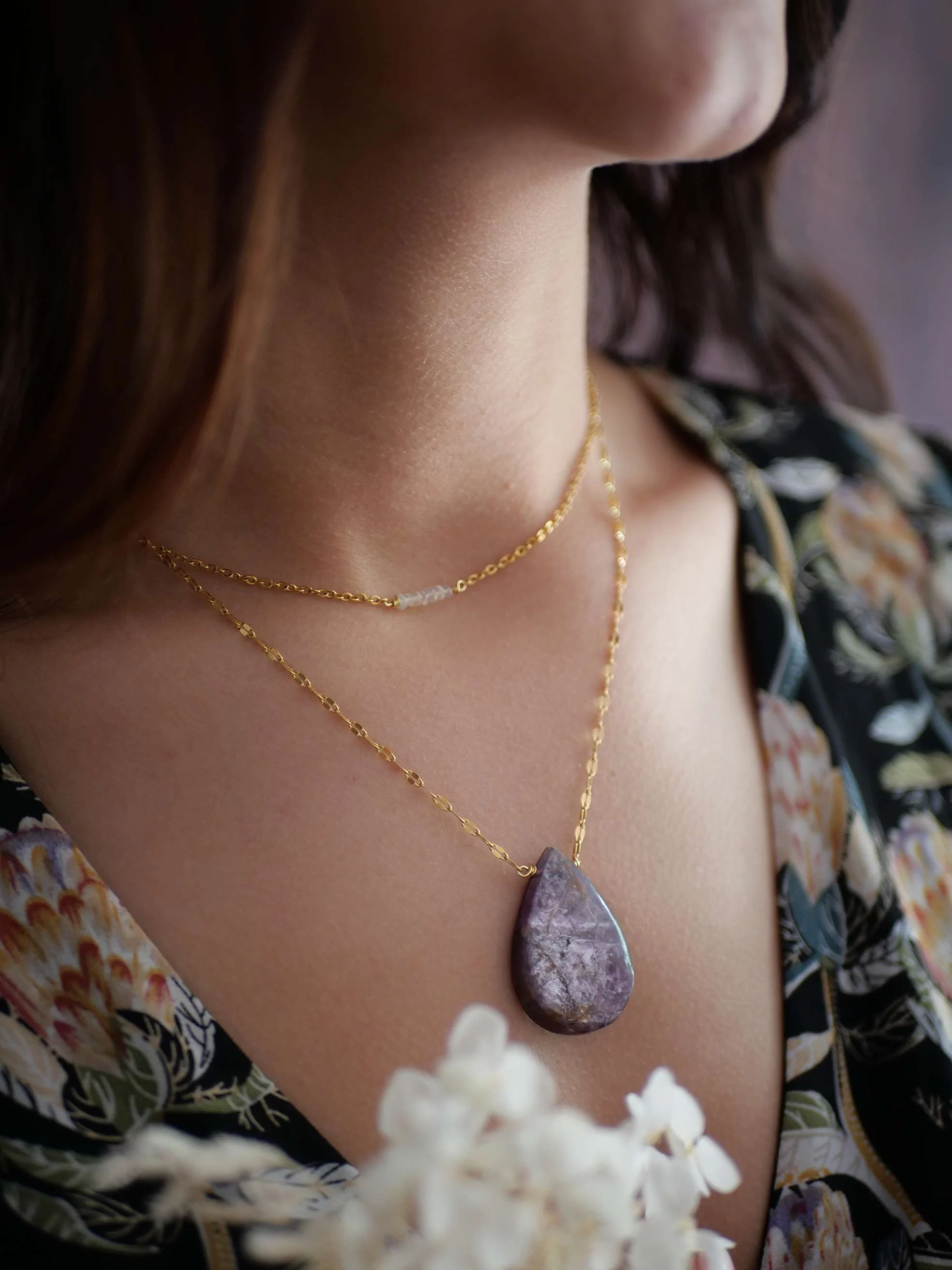 AMISHI - Collier opale ethiopienne | Doré