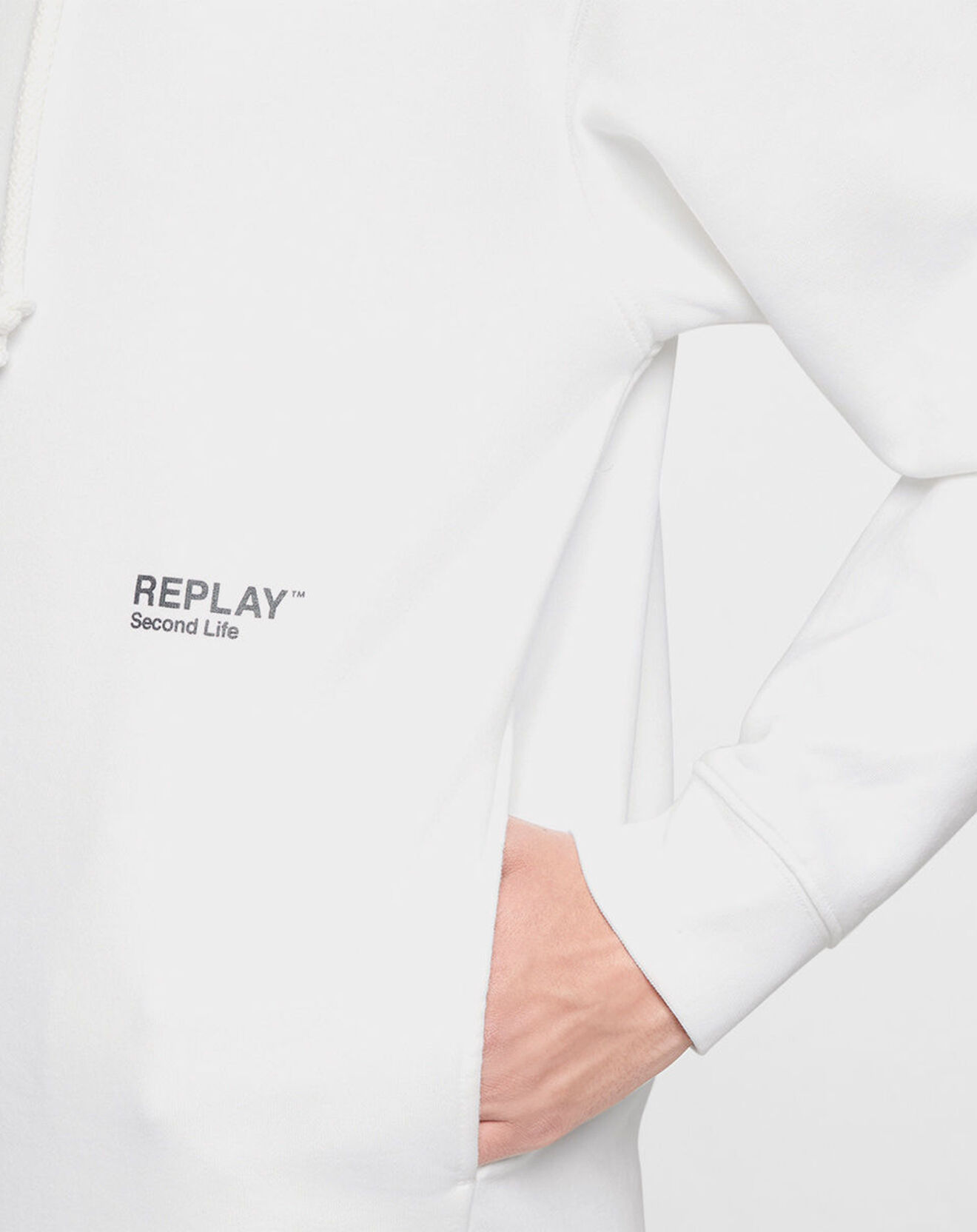 Replay Sweat Chalk Logo Down blanc