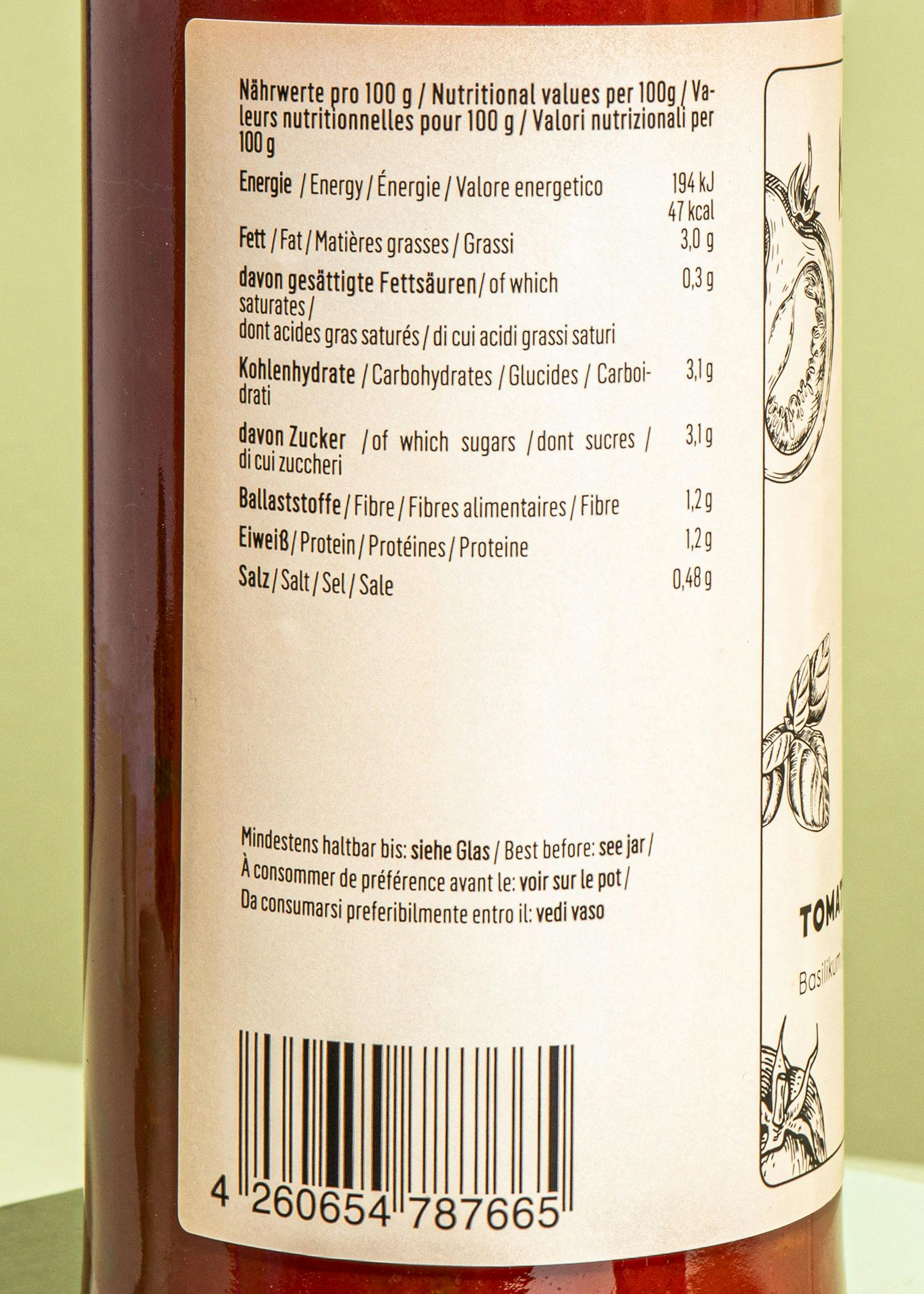 Tomatensoße mit Basilikum 530 g