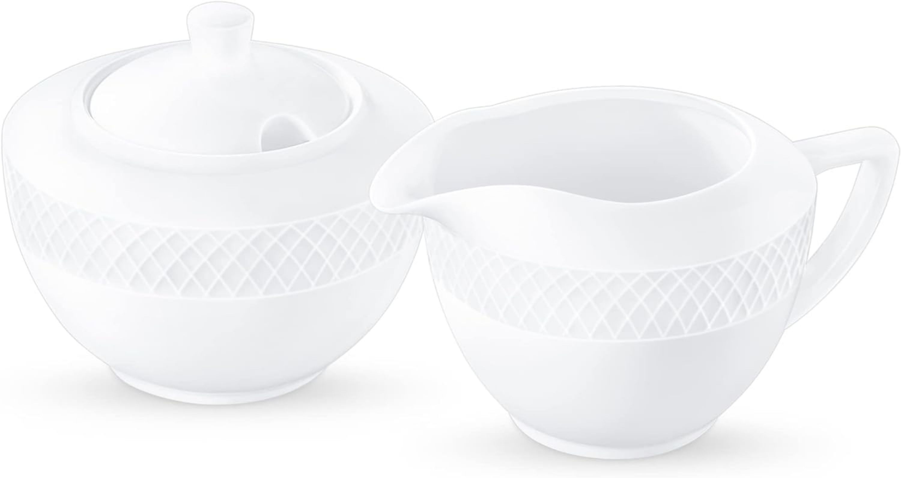 Zuckerdose + Milchkännchen-Set, 2-teilig | Milch- & Zuckerbehälter aus Porzellan