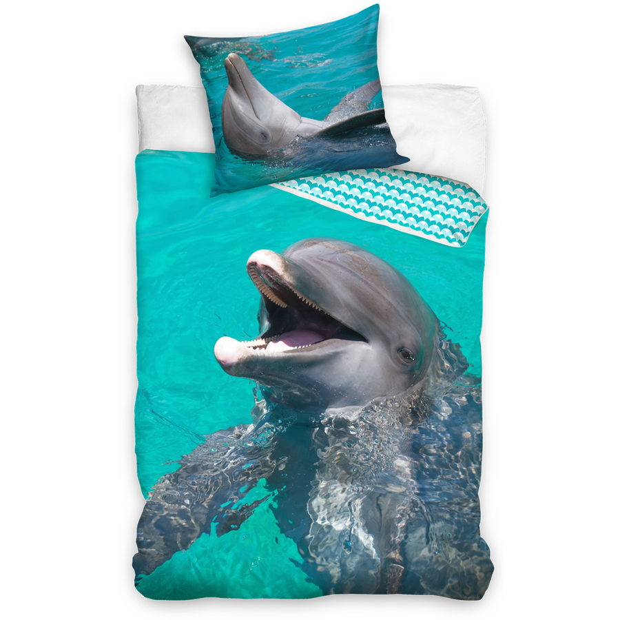 termana Bettwäsche Kinder-Bettwäsche, Teenager, Renforce, 80x80 + 135x200 Delfin