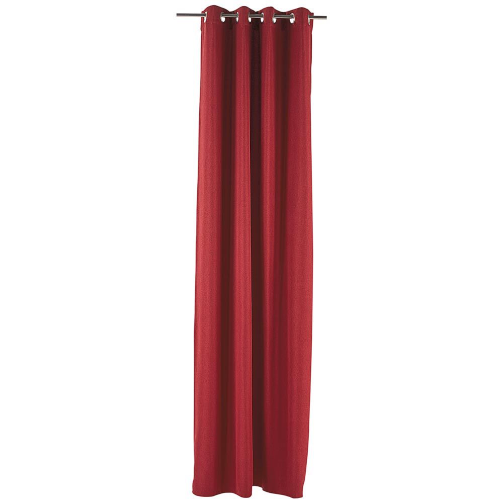 Rideau occultant à oeillets effet lin uni rouge 140x260 cm