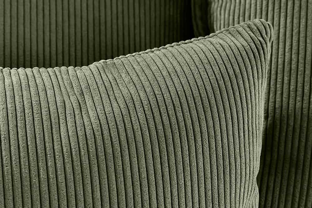 Großes 3-Sitzer Sofa HEAVEN 200cm grün Cord Federkern Hussensofa