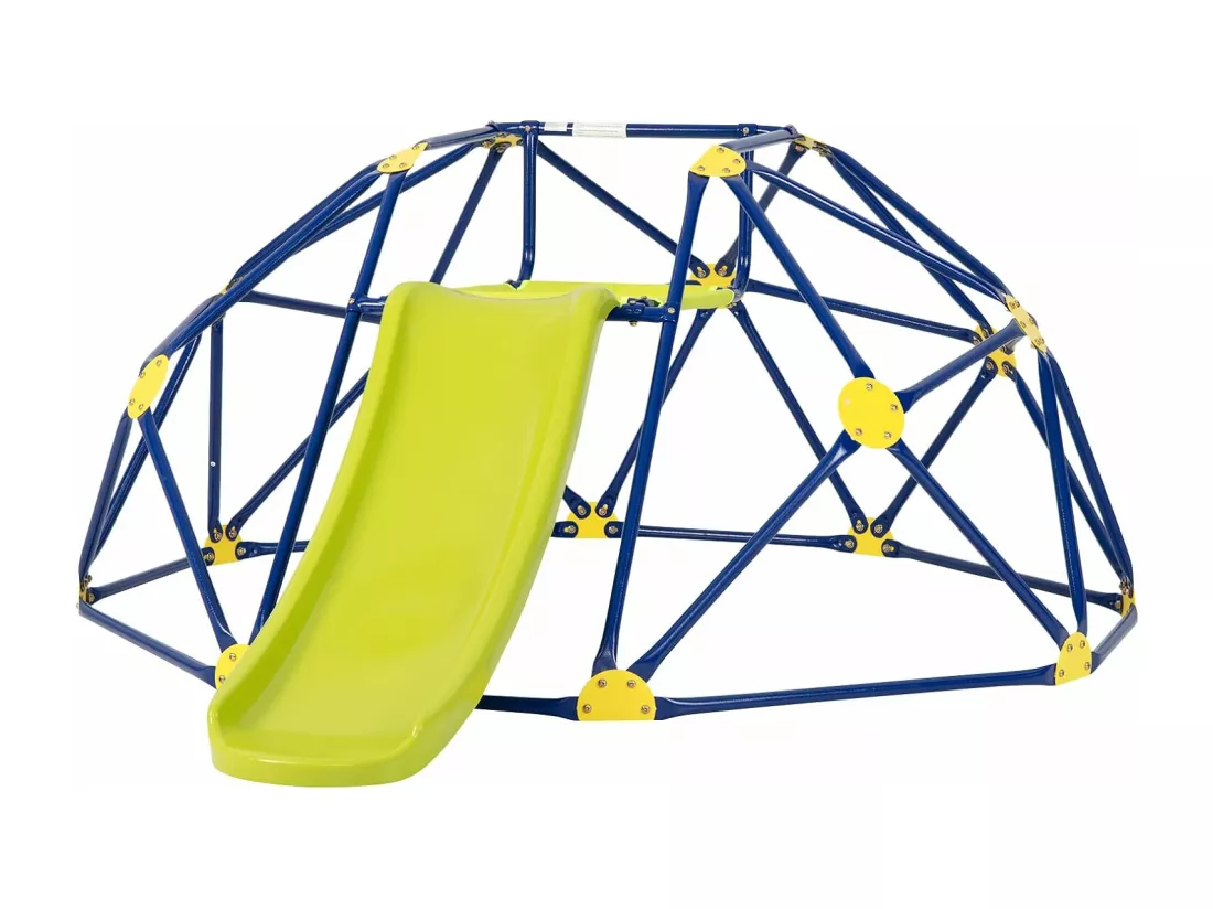 Dôme d'escalade Enfants avec Toboggan/Cage d'escalade avec Coussin en Tissu et velours-Charge 180kg/Aire de Jeux Extérieure et Intérieure pour Garçons et Filles de 3 à 10 Ans