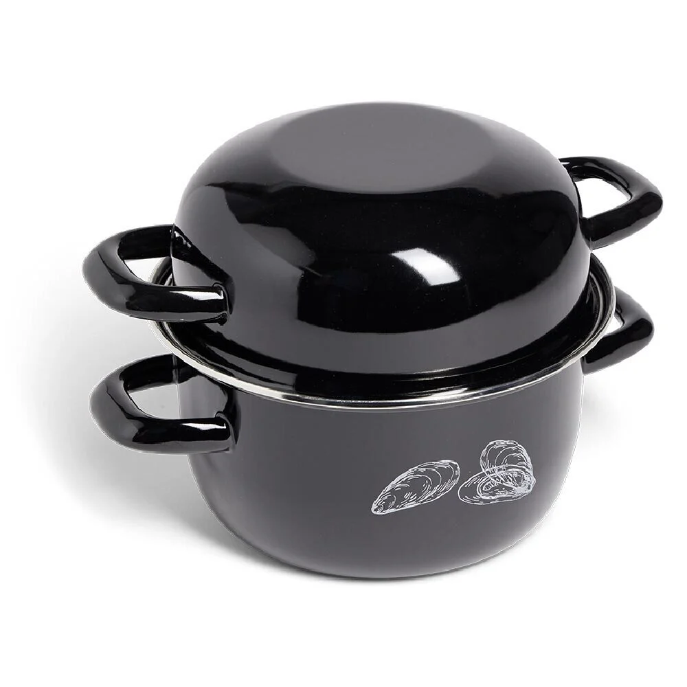 Marmite à moules avec couvercle Ø20,5cm acier noir