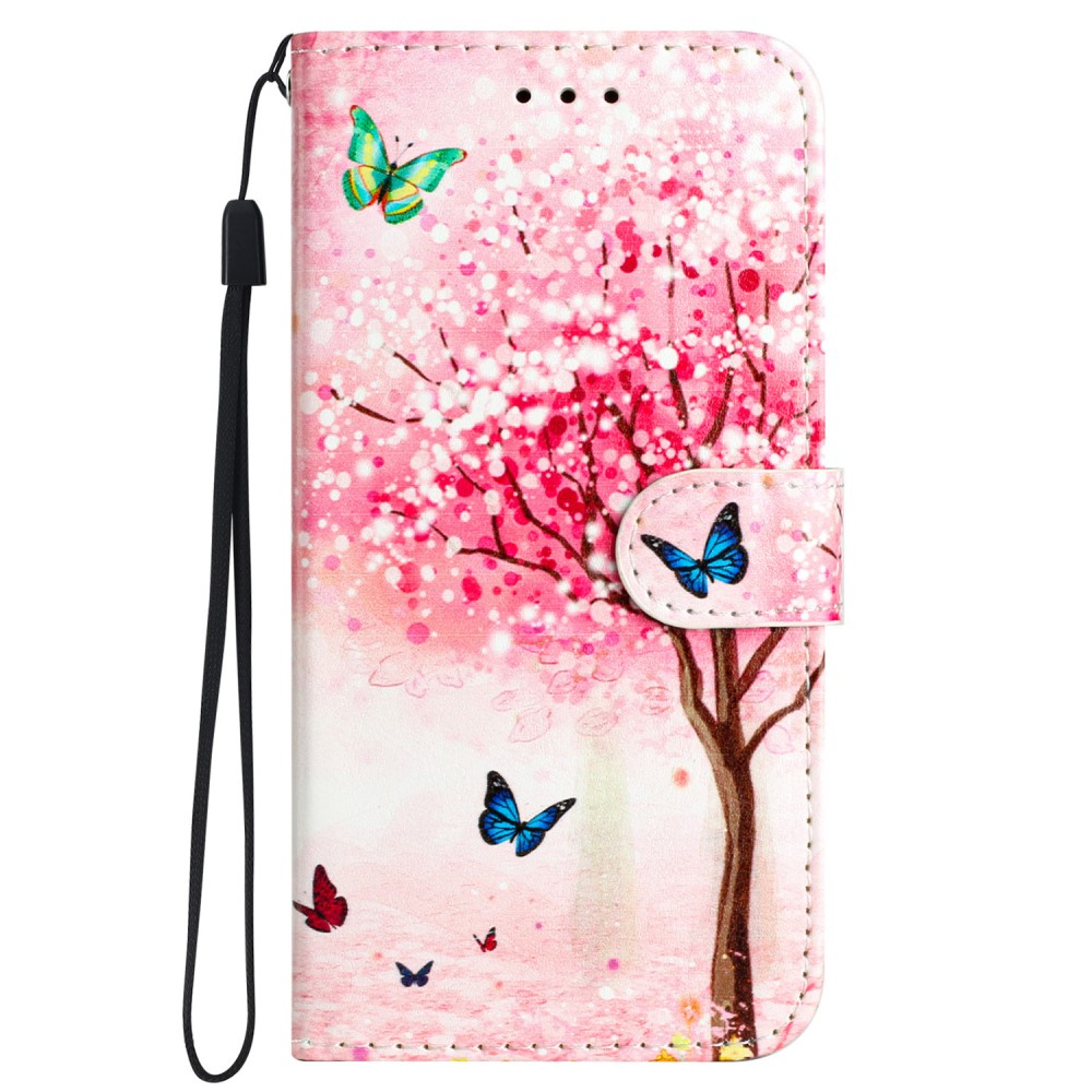 iPhone 16 Leder Tasche Hülle mit Kartenfach Kirschblütenbaum