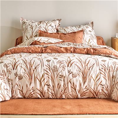 Linge de lit percale motif graminées