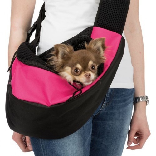 Bolsa de ombro para transporte de animais de estimação rosa e preta