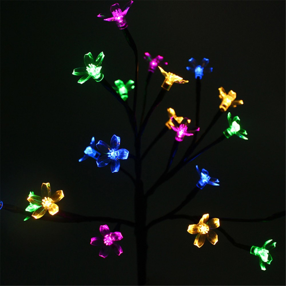 (2er Set) 20 LED's Solar Garten Licht Outdoor Kirschblüten Lampe Rasen Beleuchtung IP65 - Bunt
