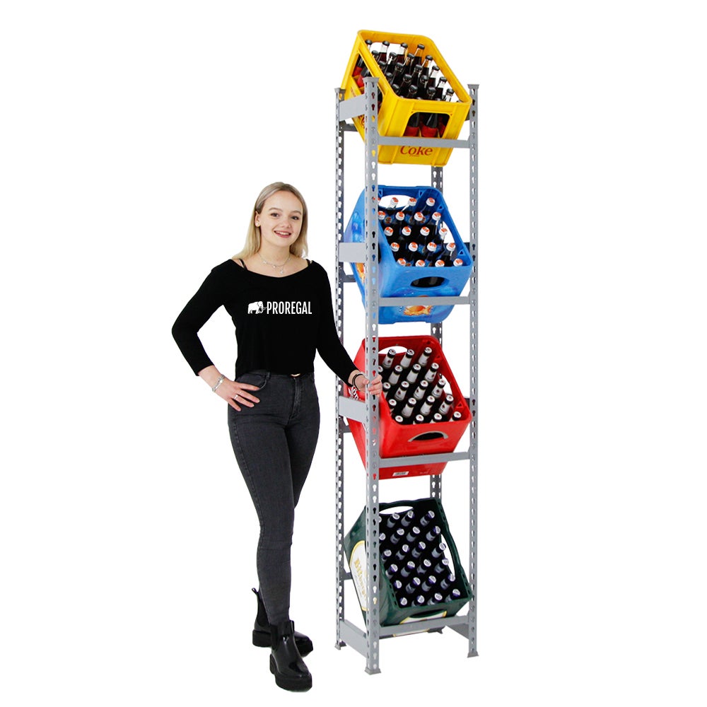 PROREGAL Drankkratplank, Hoog Big Camel, HxBxD 200 x 40 x 30 cm, Grijs