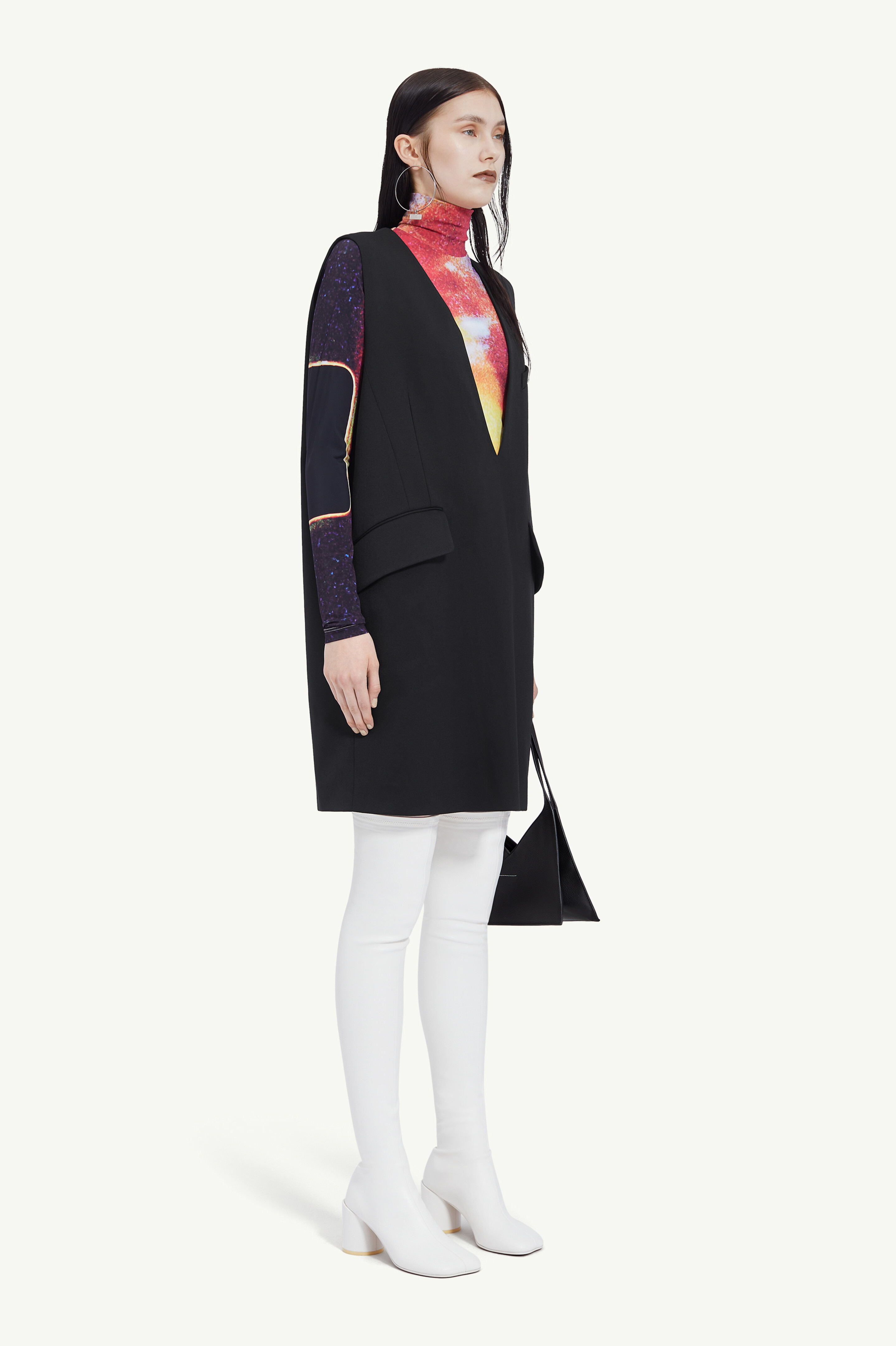Robe sans manches avec col V pour femme