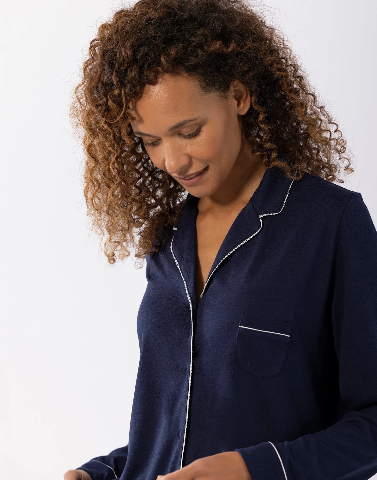 INTEMP A06 - Pyjama boutonné en coton modal | Bleu