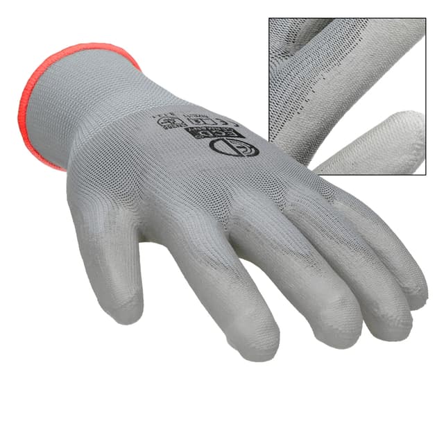 ECD 144 Germany pair PU-arbejde handsker, størrelse 7-S, Gray, mekaniker