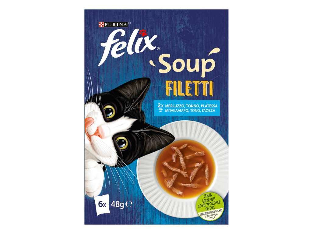 COMIDA HÚMIDA PARA GATO FELIX SOUP FILETTI PEIXES 6X48G