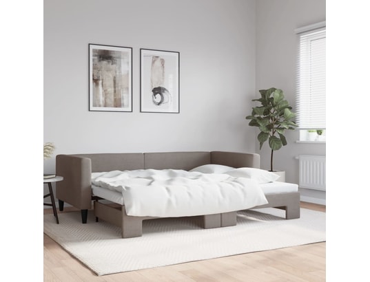 VIDAXL - Lit de jour avec lit gigogne taupe 90x200 cm tissu