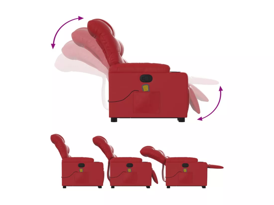 Fauteuil inclinable massant Rouge Similicuir