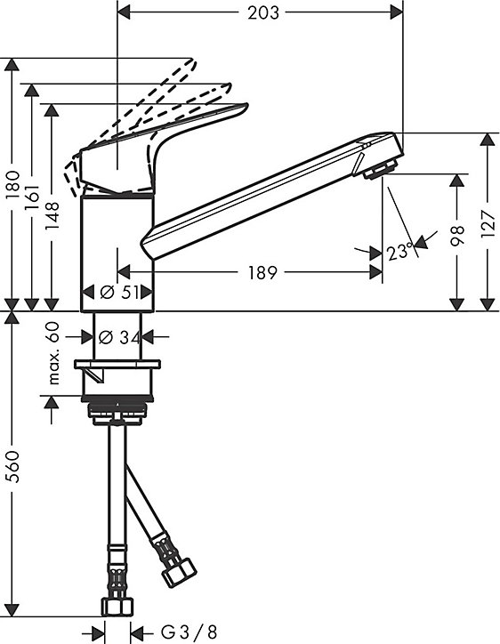 Mitigeur de cuisine chromé Hansgrohe Focus M43 100