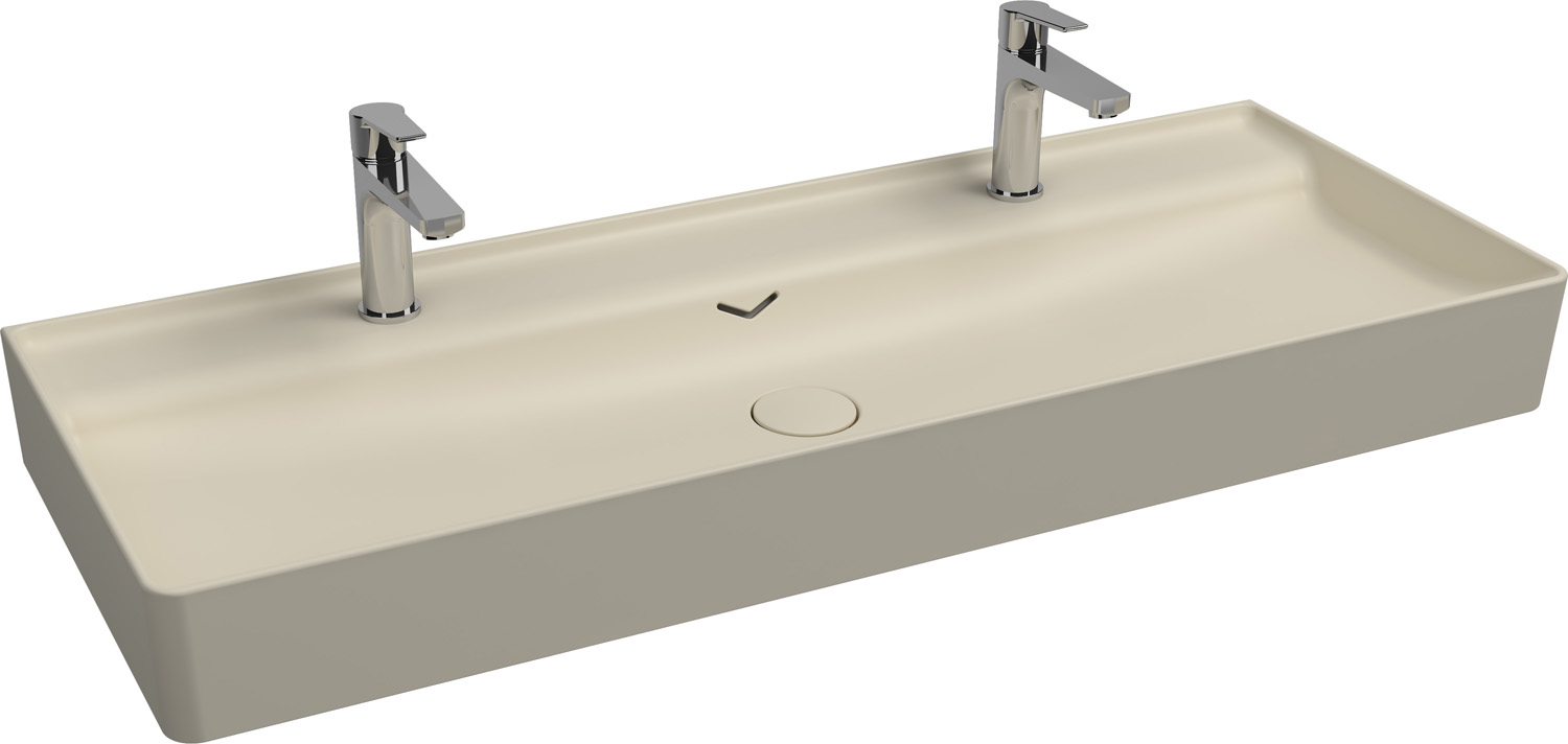 Isvea Vea opbouw wastafel met 2 kraangaten 120cm ivoor