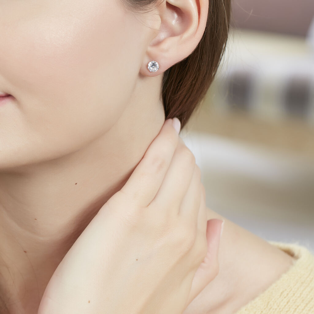 Boucles D'oreilles Puces Eddie Or Blanc Oxyde De Zirconium