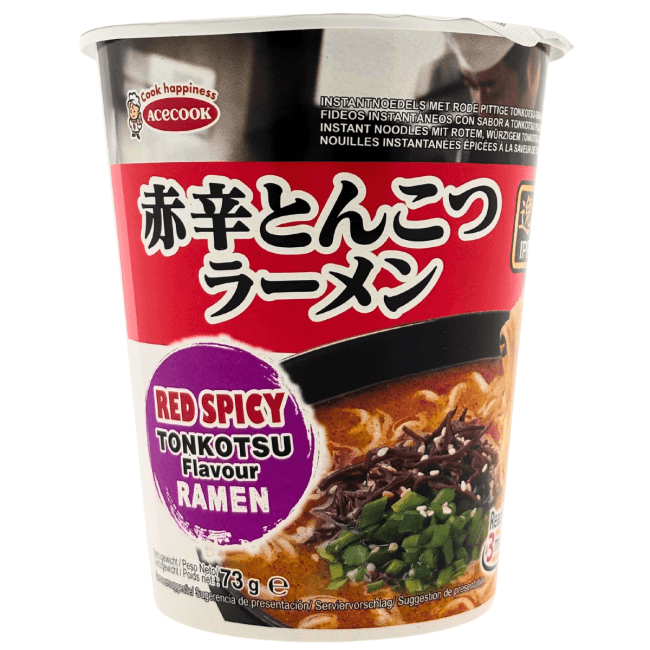 Acecook Ippin Instant Noedels in Beker – Rode Pittige Tonkotsu Smaak 73g