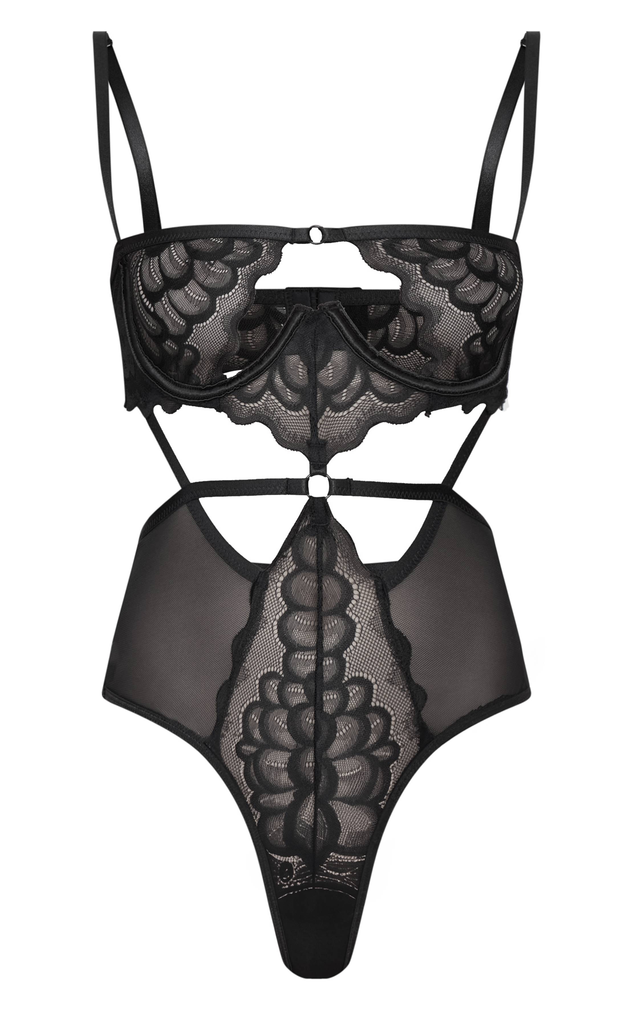 Noir Body En Dentelle Avec Armatures Et Découpes