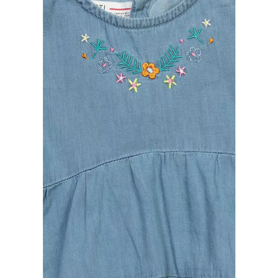 MINOTI Jeanskleid mit Stickerei Denim-Hellblau