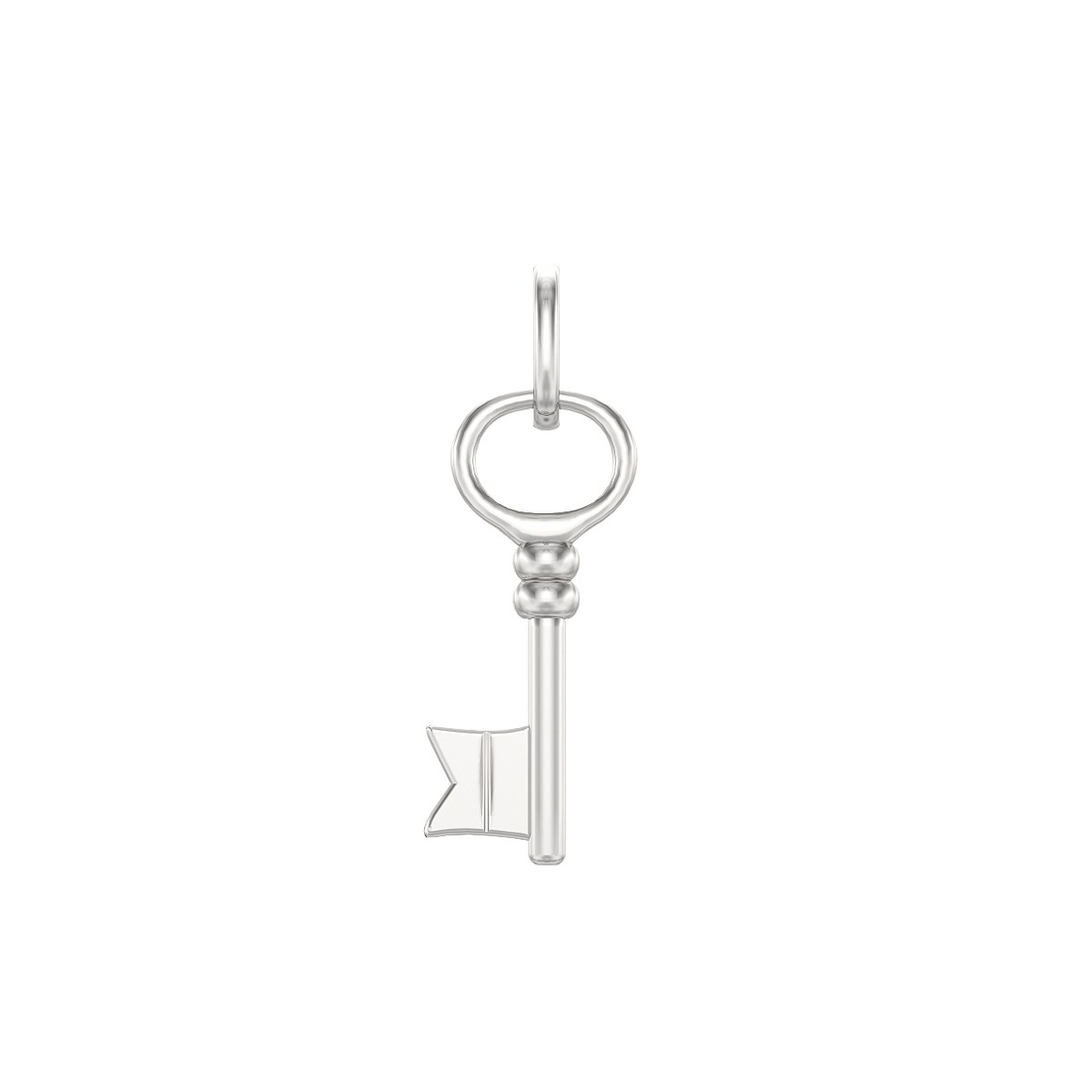 Pendentif argent rhodié forme clé