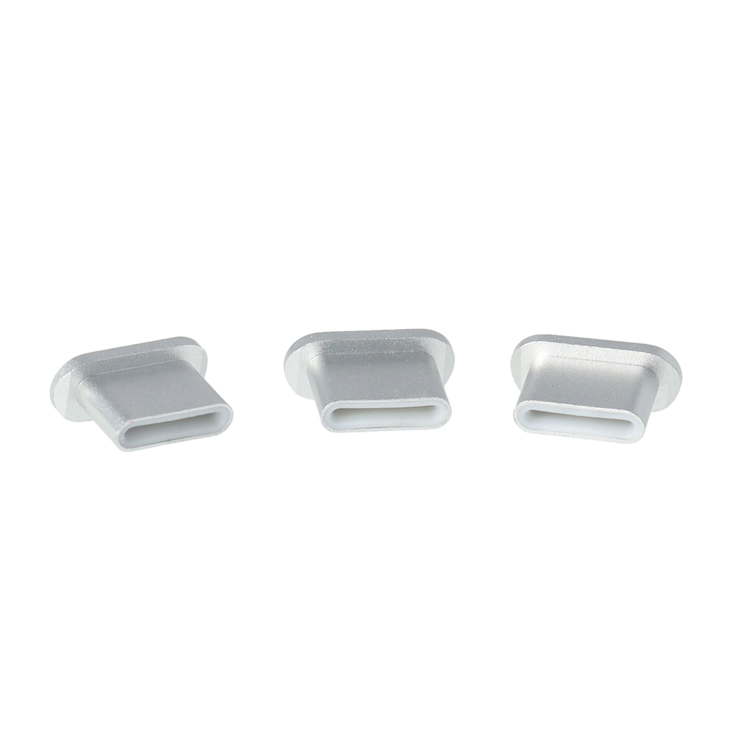 (3er Set) USB C Anti-Staub Metall Schutzstecker Anschlusskappen für Laptop / Notebook / Smartphones - Silber