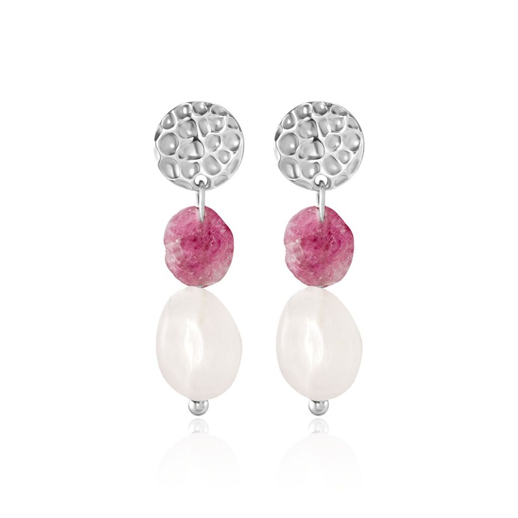 Boucles D'oreilles Pendantes Arcelia Argent Blanc Quartz Tourmaline