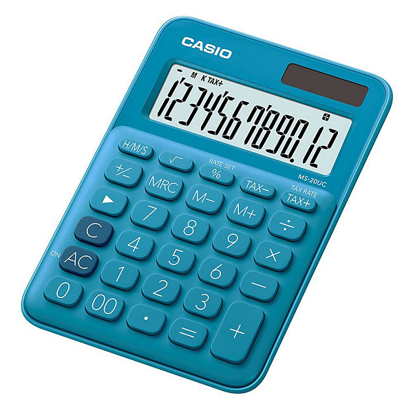 Casio Calculatrice de bureau MS-20UC-BU 12 chiffres - Bleu