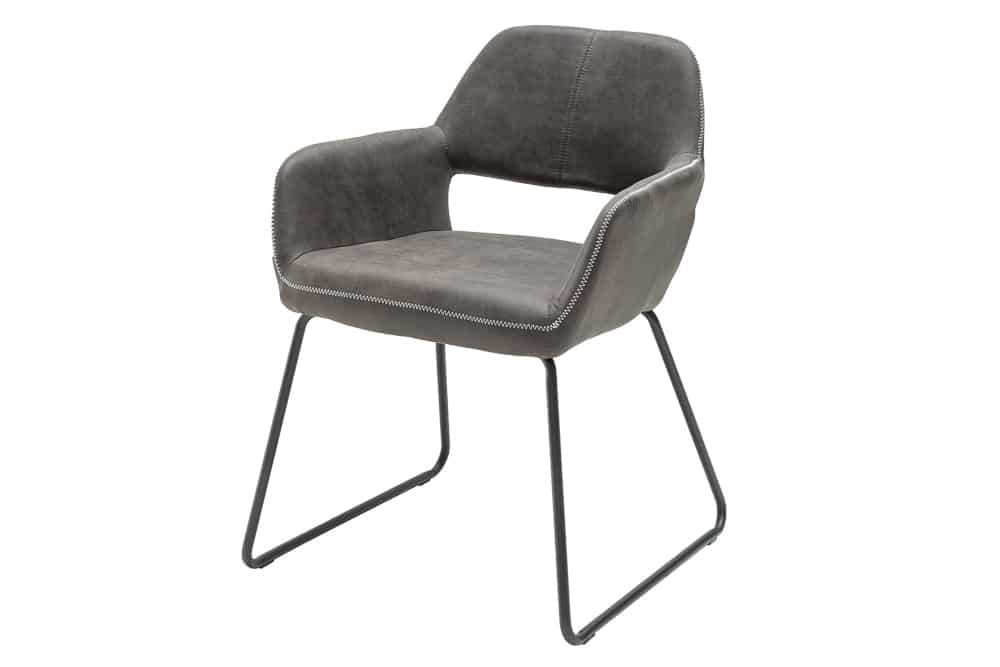 Design Stuhl MUSTANG antik grau Microfaser mit Armlehne