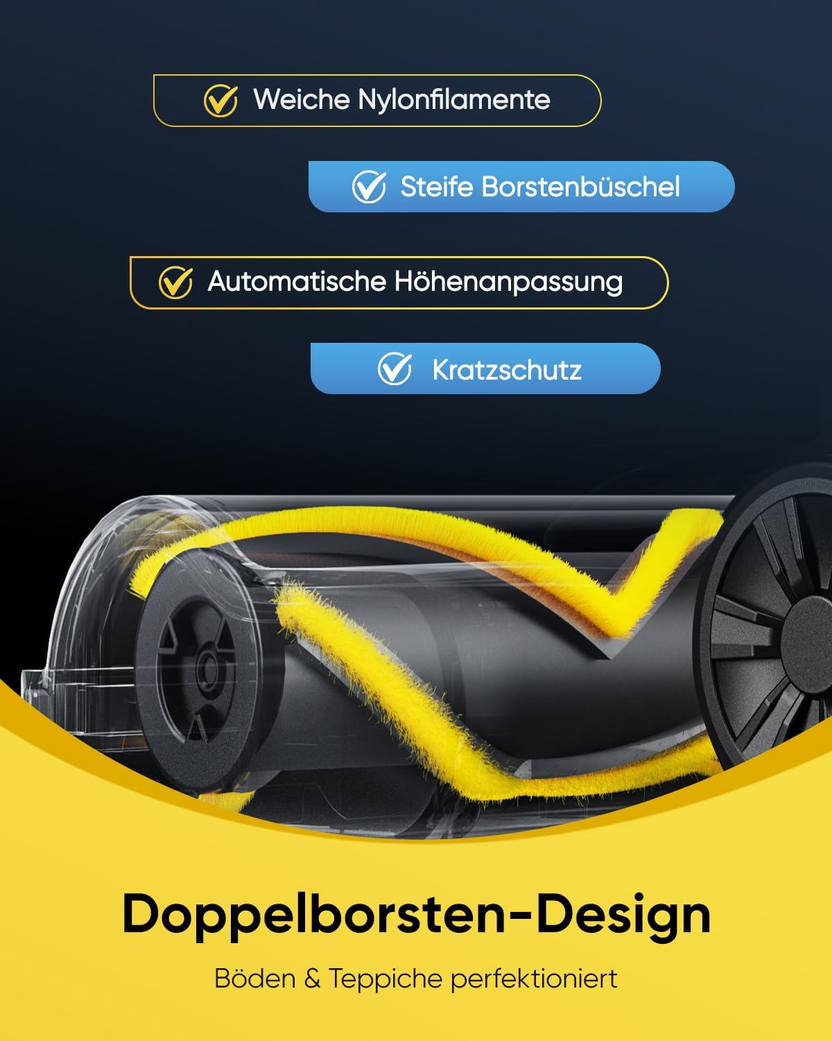 Vexilar V12 Staubsauger Kabellos 50Min/50kPa/450W, Akku Staubsauger mit LED Display, Grün Licht, Anti-Verhedderungs-Bürste, Leicht Akkustaubsauger Ideal für Auto, Hartböden, Tierhaar, Teppiche