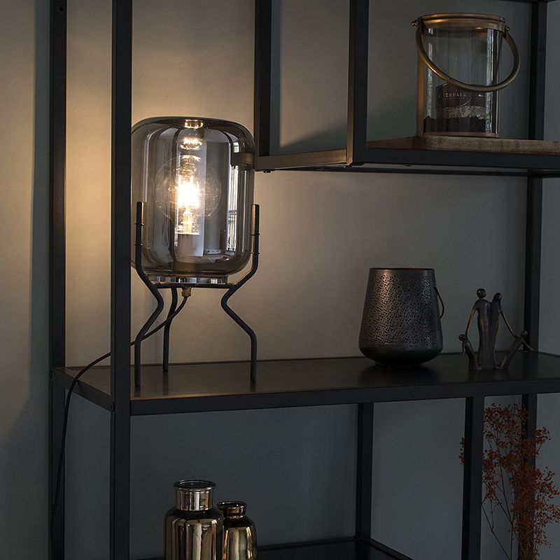 Smart design tafellamp zwart met smoke glas incl. wifi A60 - Bliss