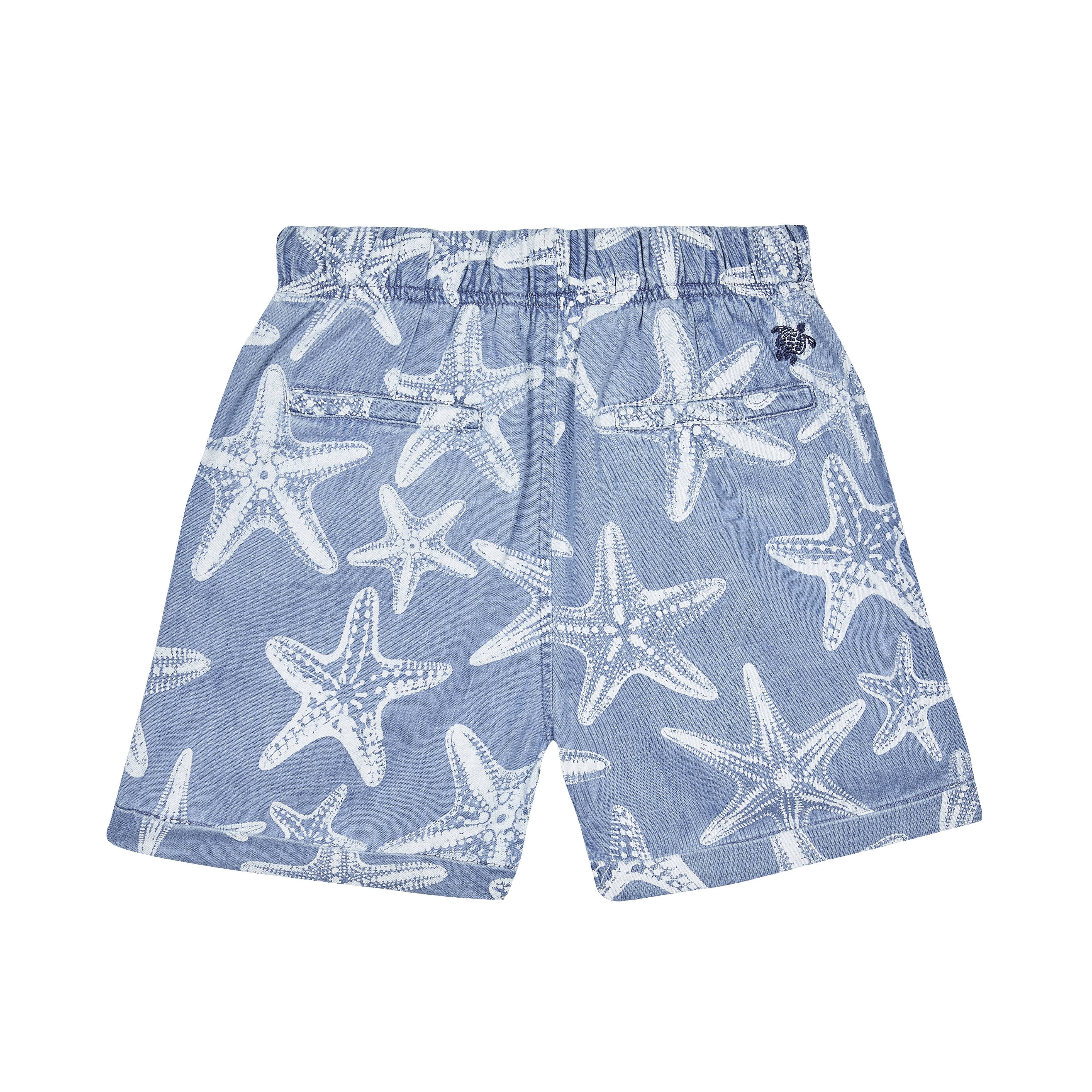 Bermuda en denim léger garçon imprimé Starfish contrasté