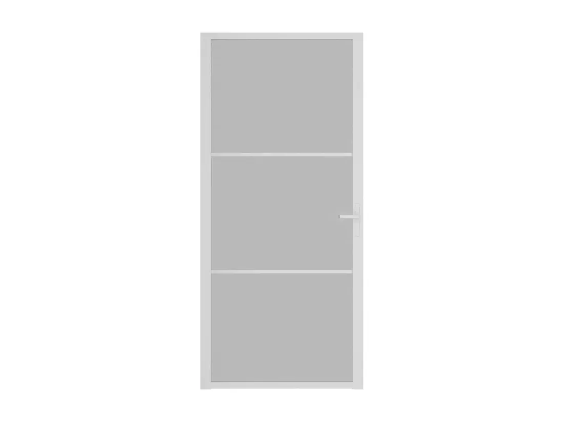 Porte intérieure 93x201,5 cm Blanc Verre mat et aluminium