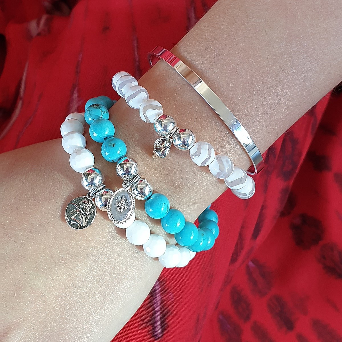 Bracelet pierres howlite turquoise Serenity