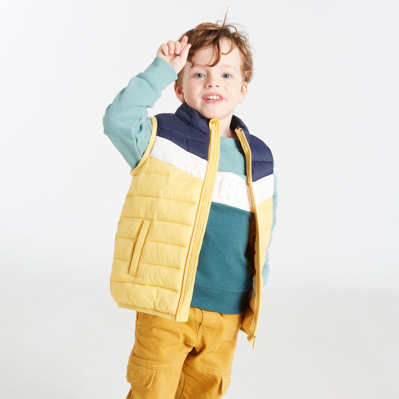 Doudoune sans manches colorblock jaune garçon