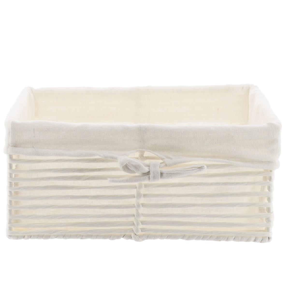 PANIERE EN PAPIER 30X20.5X13.5CM BLANC TISSU LIN