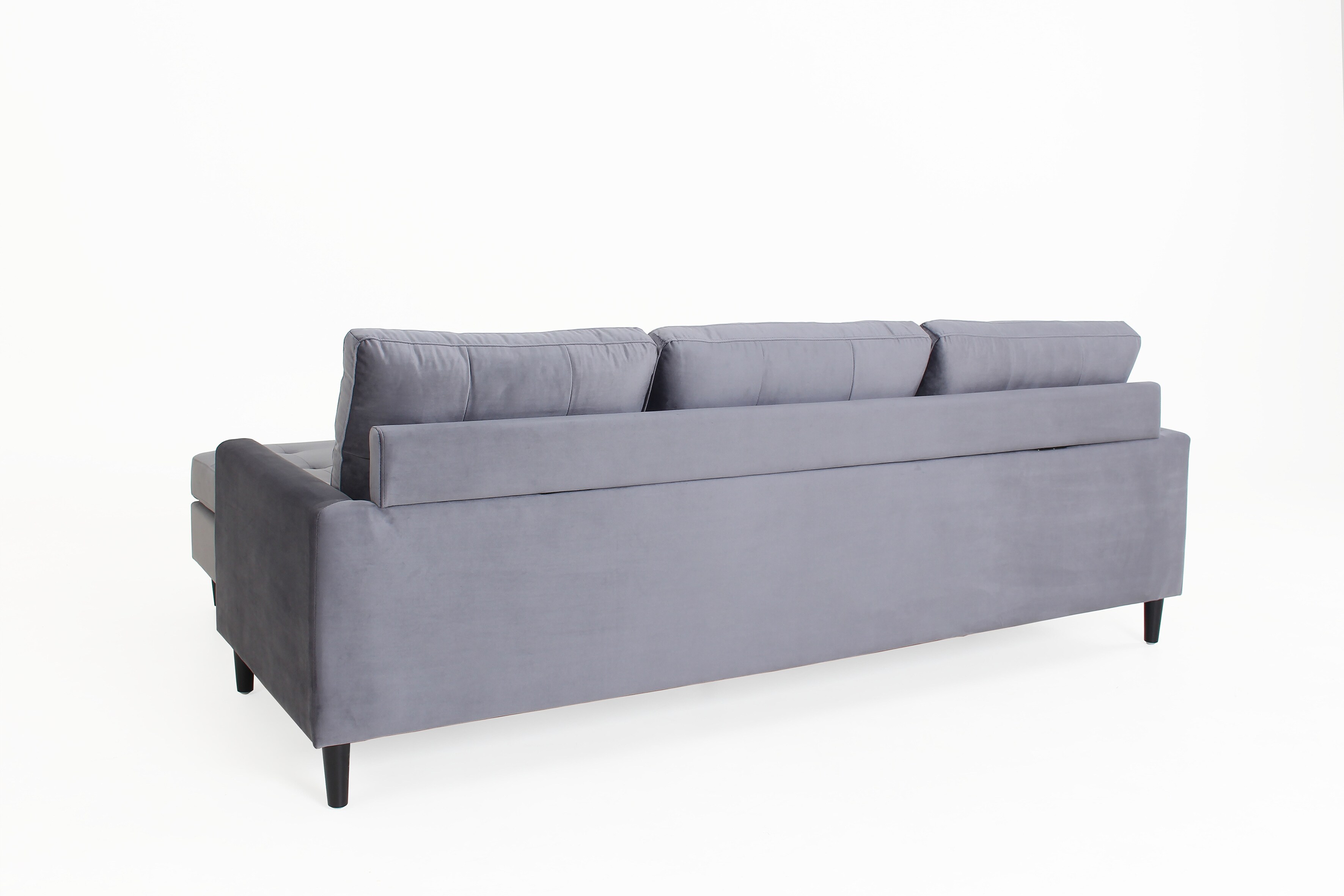 byLIVING Ecksofa ATLANTA, Samtbezug dunkelgrau, Gestell Rubberwood schwarz