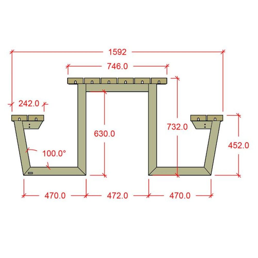 BENKESETT PLUS WEGA 177X73CM GRØNN