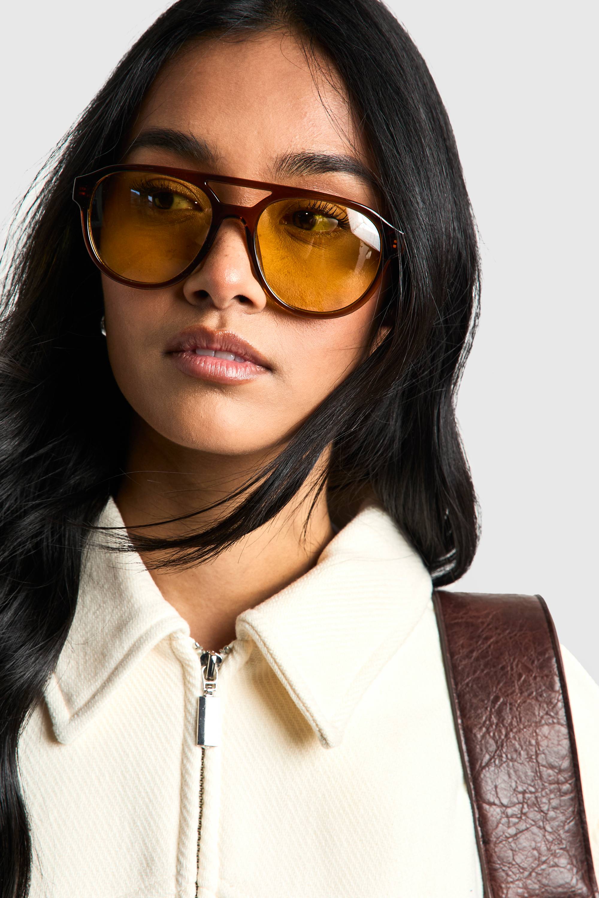 boohoo Lunettes de soleil aviateur rétro à verres orange